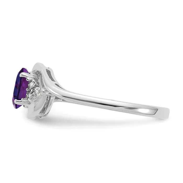 Rings Goldia Solid 14k White Gold Simulated Amethyst and CZ Ring