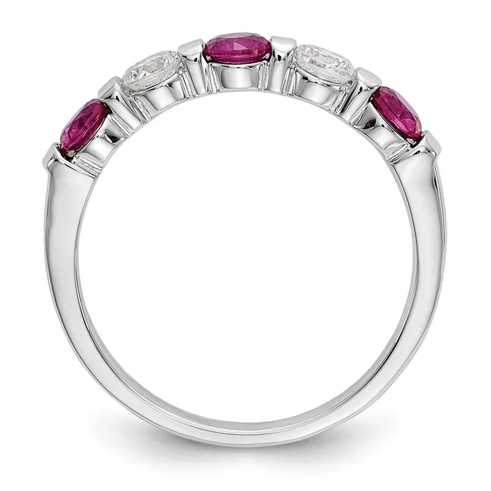 Rings Goldia Solid 14k White Gold Simulated CZ wSimulated Ruby Band