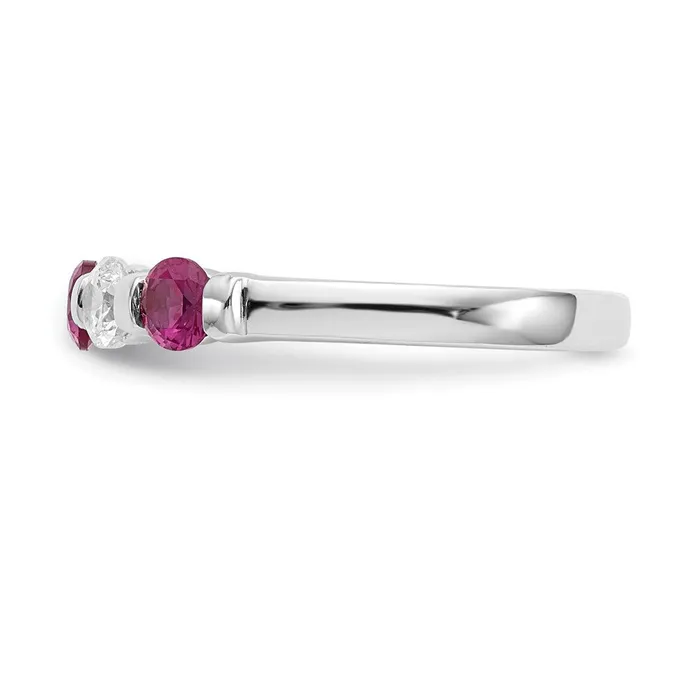 Rings Goldia Solid 14k White Gold Simulated CZ wSimulated Ruby Band