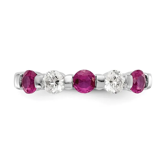 Rings Goldia Solid 14k White Gold Simulated CZ wSimulated Ruby Band