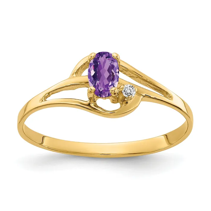Rings Goldia Solid 14k Yellow Gold 5x3mm Oval Simulated Amethyst AAA CZ Ring Rings Goldia Solid 14k Yellow Gold 5x3mm Oval Simulated Amethyst AAA CZ Ring