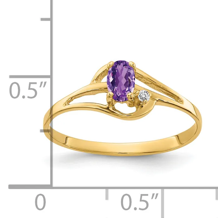 Rings Goldia Solid 14k Yellow Gold 5x3mm Oval Simulated Amethyst AAA CZ Ring