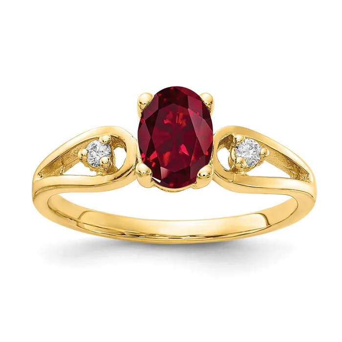 Rings Goldia Solid 14k Yellow Gold 7x5mm Oval Created Simulated Ruby A CZ Ring Rings Goldia Solid 14k Yellow Gold 7x5mm Oval Created Simulated Ruby A CZ Ring