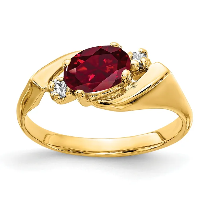 Rings Goldia Solid 14k Yellow Gold 7x5mm Oval Created Simulated Ruby VS CZ Ring Rings Goldia Solid 14k Yellow Gold 7x5mm Oval Created Simulated Ruby VS CZ Ring