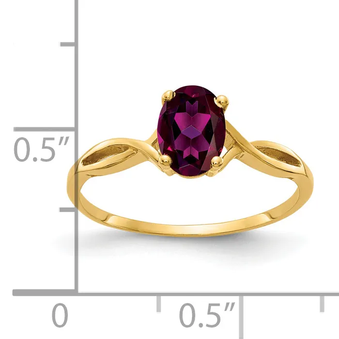 Rings Goldia Solid 14k Yellow Gold 7x5mm Oval Rhodolite Simulated Garnet Ring
