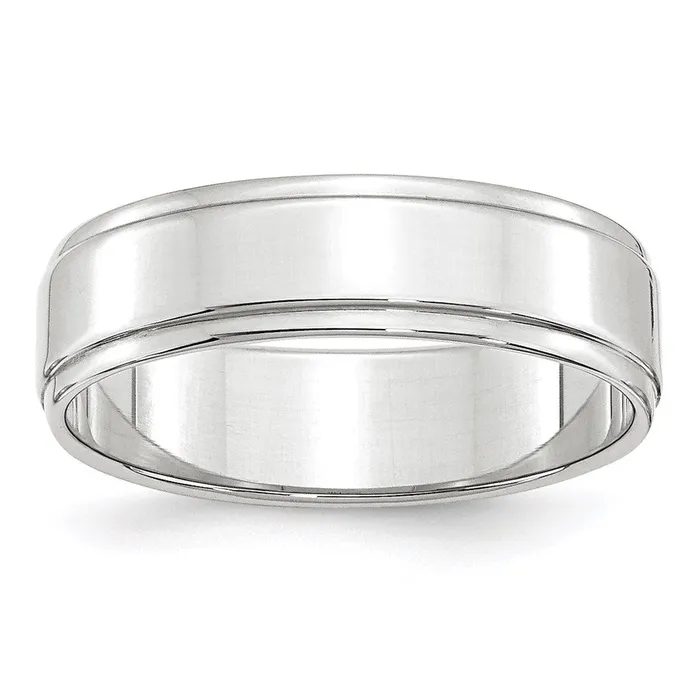 Rings Goldia Solid 18K White Gold 6mm Flat with Step Edge MensWomens Wedding Band Ring Size 55 Rings Goldia Solid 18K White Gold 6mm Flat with Step Edge MensWomens Wedding Band Ring Size 55