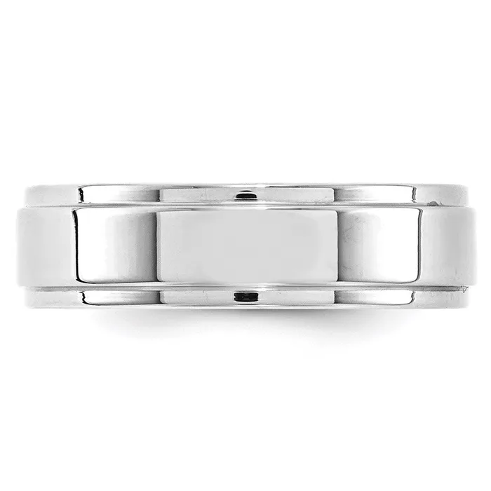 Rings Goldia Solid 18K White Gold 6mm Flat with Step Edge MensWomens Wedding Band Ring Size 55 Rings Goldia Solid 18K White Gold 6mm Flat with Step Edge MensWomens Wedding Band Ring Size 55