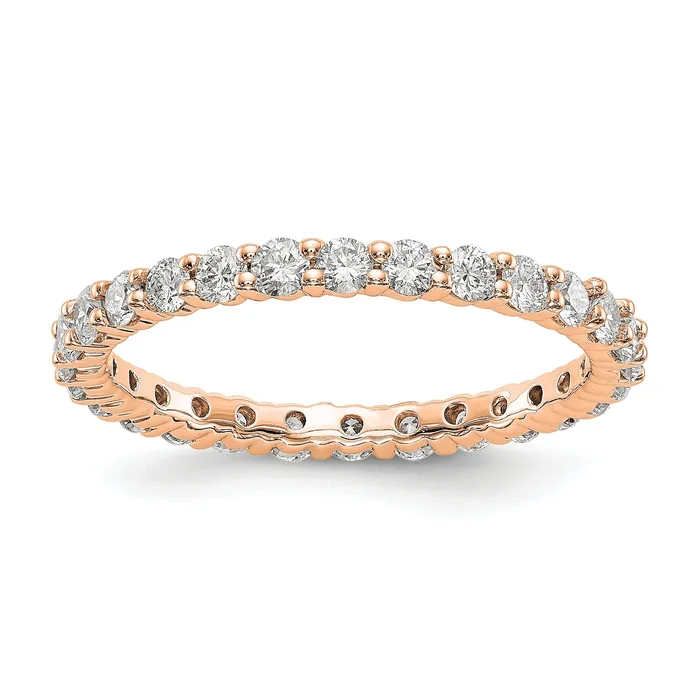 Rings Goldia Solid Real 14k Rose Gold Polished shared Prong 1ct CZ Eternity Wedding Band Ring