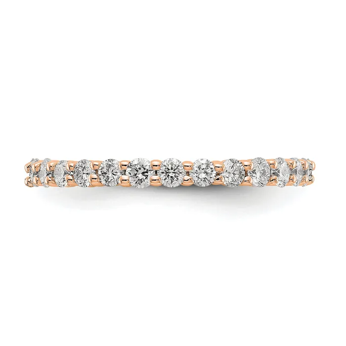 Rings Goldia Solid Real 14k Rose Gold Polished shared Prong 1ct CZ Eternity Wedding Band Ring