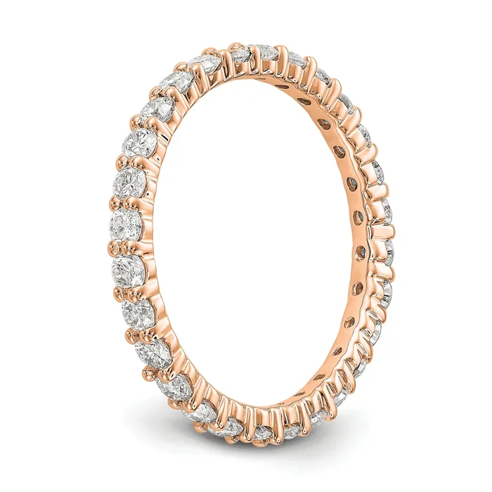 Rings Goldia Solid Real 14k Rose Gold Polished shared Prong 1ct CZ Eternity Wedding Band Ring