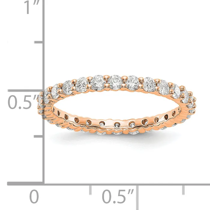 Rings Goldia Solid Real 14k Rose Gold Polished shared Prong 1ct CZ Eternity Wedding Band Ring