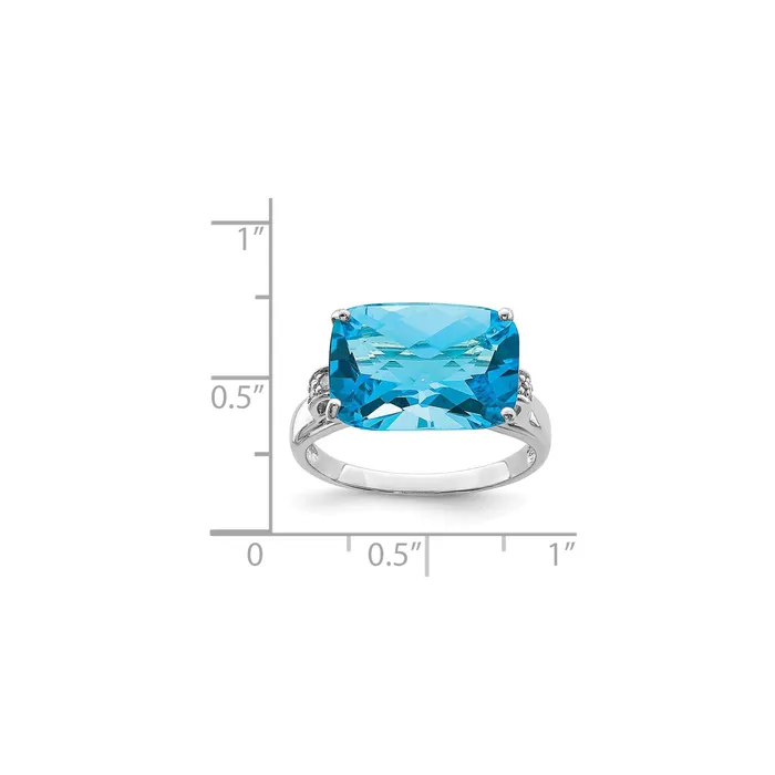 Rings Goldia Sterling Silver Rhodium CheckerCut Blue Topaz u0026 Natural Diamond Gemstone Birthstone Ring Fine Jewelry Gift for Her Rings Goldia Sterling Silver Rhodium CheckerCut Blue Topaz u0026 Natural Diamond Gemstone Birthstone Ring Fine Jewelry Gift for Her