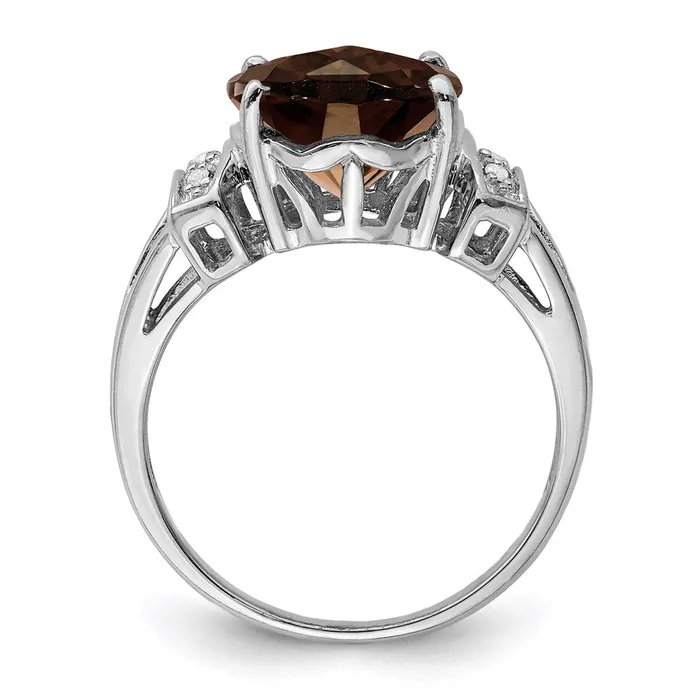 Rings Goldia Sterling Silver Rhodium CheckerCut Smoky Quartz u0026 Diamond Ring
