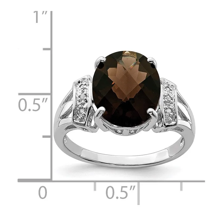 Rings Goldia Sterling Silver Rhodium CheckerCut Smoky Quartz u0026 Diamond Ring