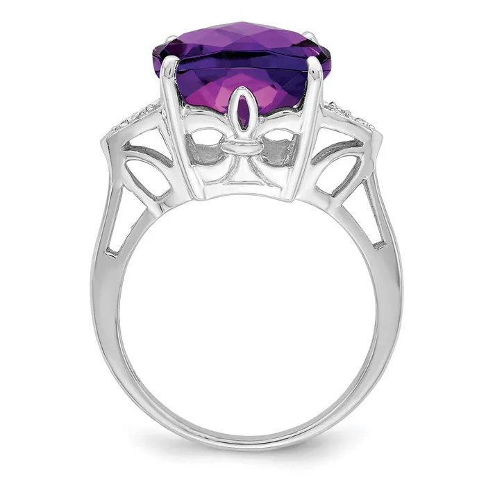 Rings Goldia Sterling Silver Rhodiumplated CheckerCut Amethyst u0026 Diamond Ring
