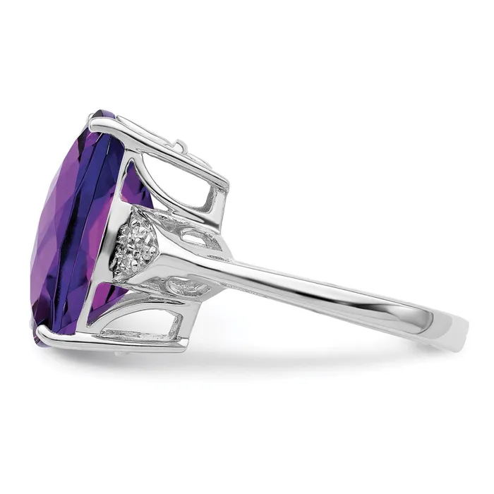 Rings Goldia Sterling Silver Rhodiumplated CheckerCut Amethyst u0026 Diamond Ring
