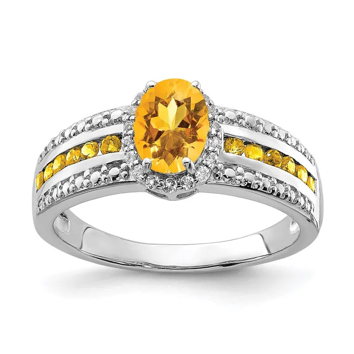 Rings Goldia Sterling Silver Rhodiumplated Citrine and White Topaz Ring