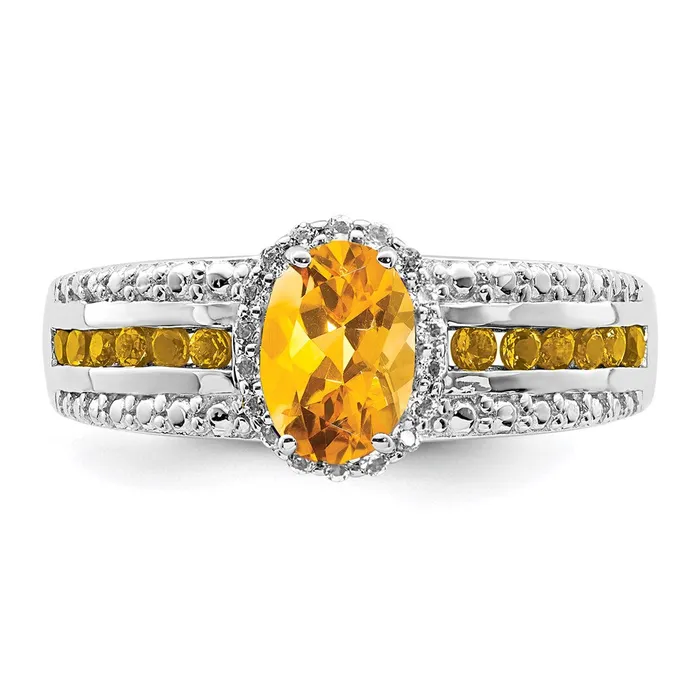 Rings Goldia Sterling Silver Rhodiumplated Citrine and White Topaz Ring