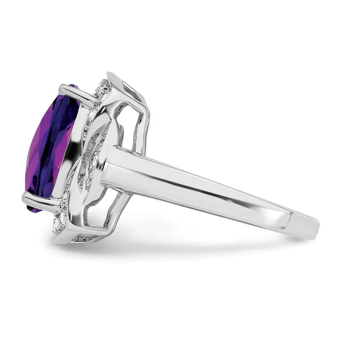 Rings Goldia Sterling Silver Rhodiumplated Diamond u0026 CheckerCut Amethyst Ring