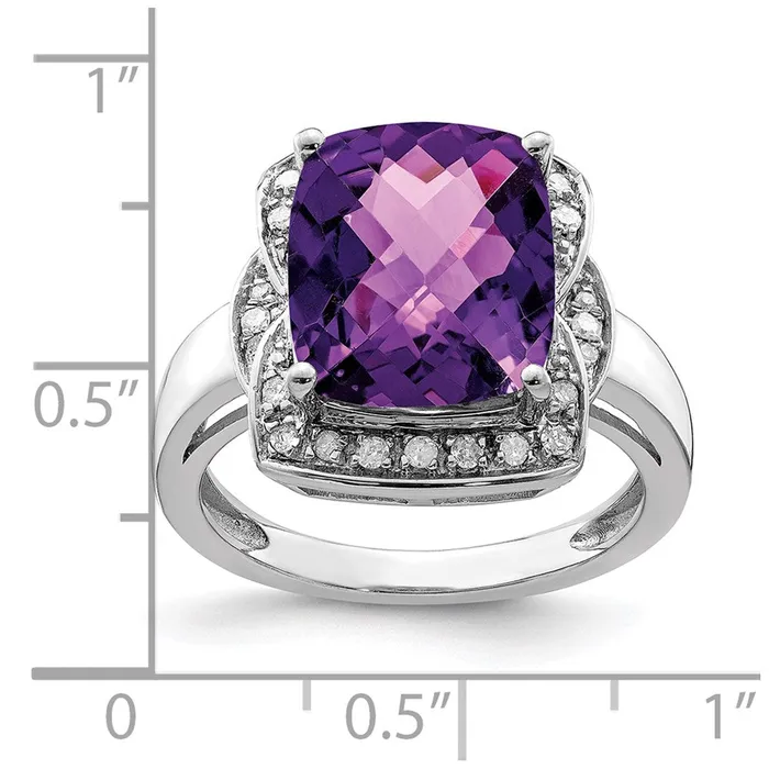 Rings Goldia Sterling Silver Rhodiumplated Diamond u0026 CheckerCut Amethyst Ring