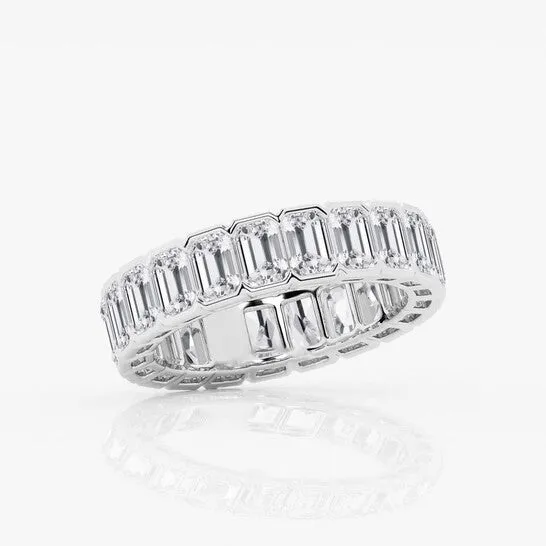 Rings JMS always Original Brilliant Diamond 5 cttw EmeraldCut Lab Grown Diamond Half Bezel Eternity Band in Platinum GVSSI Rings JMS always Original Brilliant Diamond 5 cttw EmeraldCut Lab Grown Diamond Half Bezel Eternity Band in Platinum GVSSI