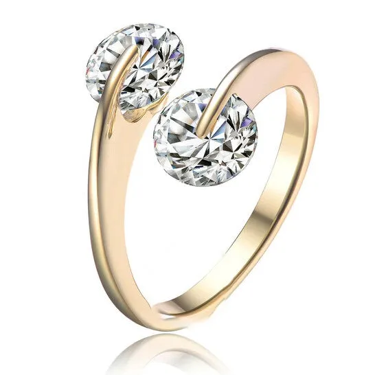 Rings JMS always Original Megan Walford Gold Plated Sterling Silver Clear Cubic Zirconia Ring Rings JMS always Original Megan Walford Gold Plated Sterling Silver Clear Cubic Zirconia Ring