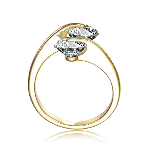 Rings JMS always Original Megan Walford Gold Plated Sterling Silver Clear Cubic Zirconia Ring Rings JMS always Original Megan Walford Gold Plated Sterling Silver Clear Cubic Zirconia Ring