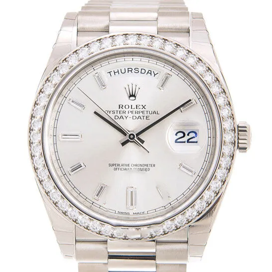 Rings JMS always Original Rolex Day Date 40 Automatic Silver Diamond Dial Mens 18kt White Gold President Watch 228349SDP Rings JMS always Original Rolex Day Date 40 Automatic Silver Diamond Dial Mens 18kt White Gold President Watch 228349SDP