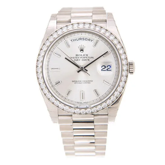 Rings JMS always Original Rolex Day Date 40 Automatic Silver Diamond Dial Mens 18kt White Gold President Watch 228349SDP Rings JMS always Original Rolex Day Date 40 Automatic Silver Diamond Dial Mens 18kt White Gold President Watch 228349SDP