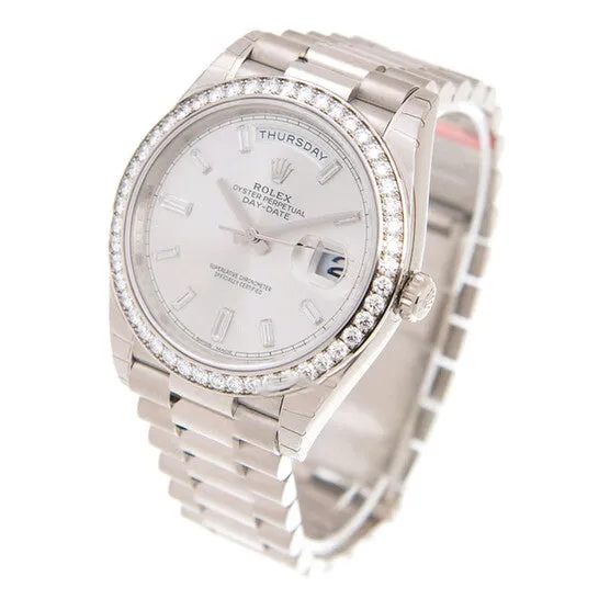 Rings JMS always Original Rolex Day Date 40 Automatic Silver Diamond Dial Mens 18kt White Gold President Watch 228349SDP Rings JMS always Original Rolex Day Date 40 Automatic Silver Diamond Dial Mens 18kt White Gold President Watch 228349SDP