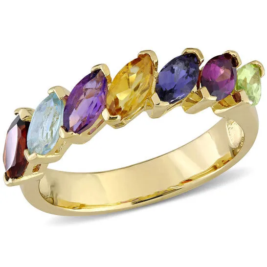 Rings Original Amour 1 45 CT TGW MultiGemstone Marquise Ring in Yellow Plated Sterling Silver JMS always Rings Original Amour 1 45 CT TGW MultiGemstone Marquise Ring in Yellow Plated Sterling Silver JMS always