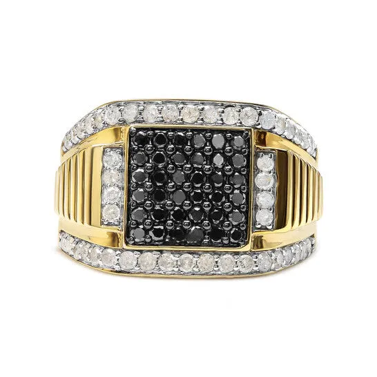 Rings Original Mens 14K Yellow Gold Plated 925 Sterling Silver 1 12 Cttw White and Black Treated Diamond Cluster Ring Black IJ Color I2I3 Clarity JMS always Rings Original Mens 14K Yellow Gold Plated 925 Sterling Silver 1 12 Cttw White and Black Treated Diamond Cluster Ring Black IJ Color I2I3 Clarity JMS always