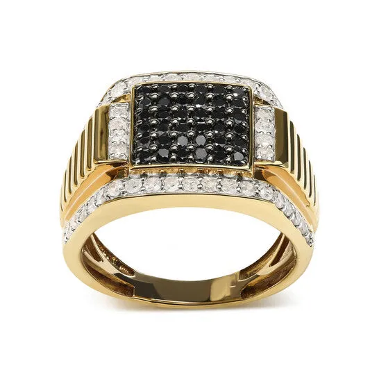 Rings Original Mens 14K Yellow Gold Plated 925 Sterling Silver 1 12 Cttw White and Black Treated Diamond Cluster Ring Black IJ Color I2I3 Clarity JMS always Rings Original Mens 14K Yellow Gold Plated 925 Sterling Silver 1 12 Cttw White and Black Treated Diamond Cluster Ring Black IJ Color I2I3 Clarity JMS always