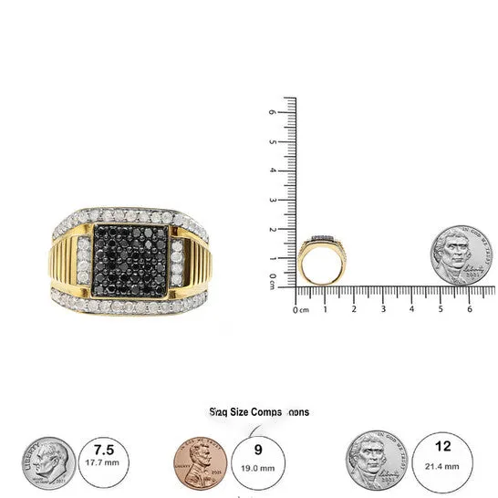 Rings Original Mens 14K Yellow Gold Plated 925 Sterling Silver 1 12 Cttw White and Black Treated Diamond Cluster Ring Black IJ Color I2I3 Clarity JMS always Rings Original Mens 14K Yellow Gold Plated 925 Sterling Silver 1 12 Cttw White and Black Treated Diamond Cluster Ring Black IJ Color I2I3 Clarity JMS always