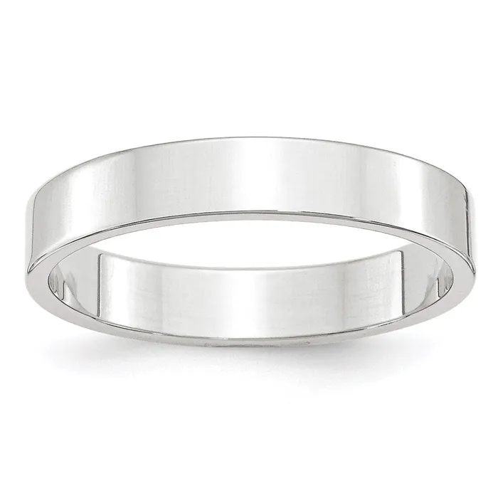 Rings Solid 14K White Gold 4mm Light Weight Flat MensWomens Wedding Band Ring Size 65 Goldia
