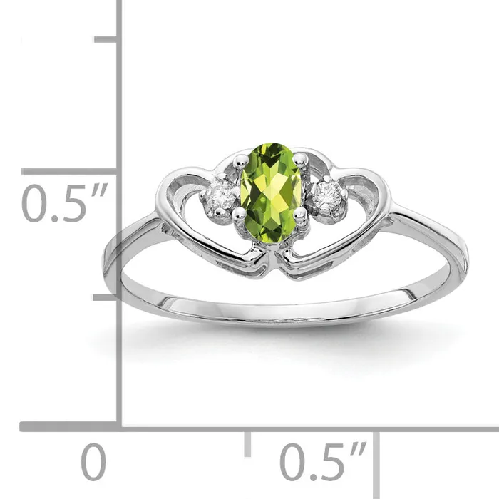 Rings Solid 14k White Gold 5x3mm Oval Simulated Peridot AA CZ Ring Goldia