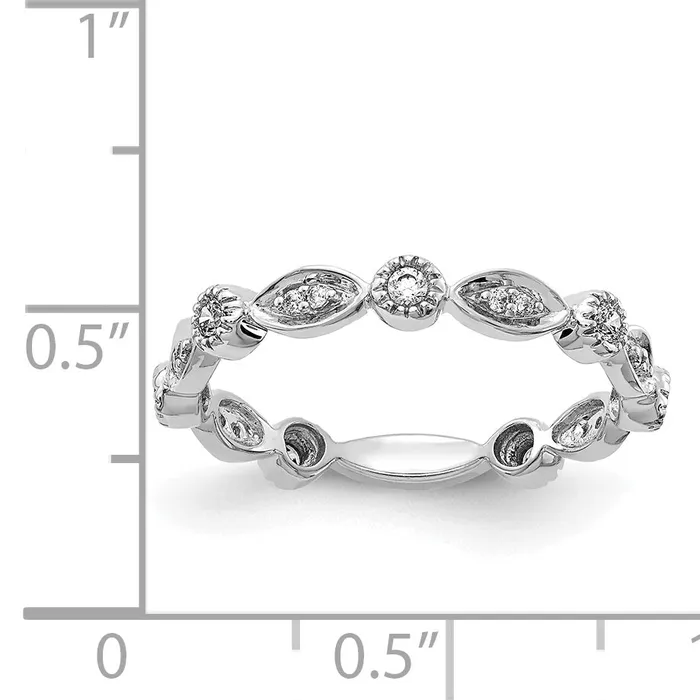 Rings Solid 14k White Gold Simulated CZ Fancy Band Goldia