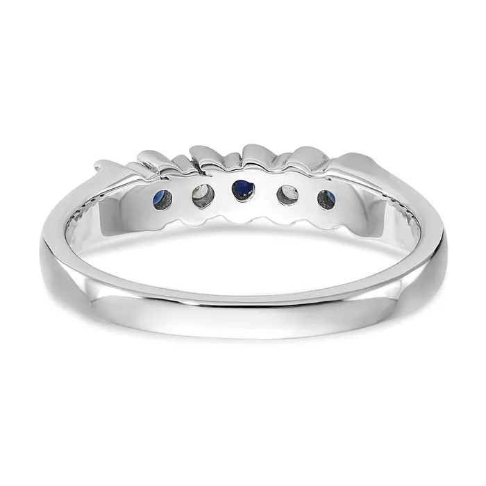 Rings Solid 14k White Gold Simulated CZ wSimulated Sapphire Band Goldia