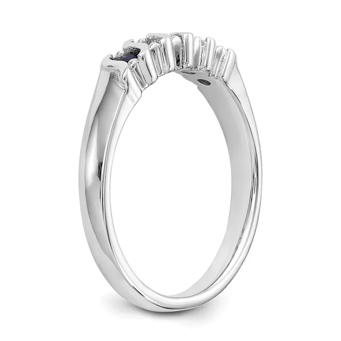 Rings Solid 14k White Gold Simulated CZ wSimulated Sapphire Band Goldia