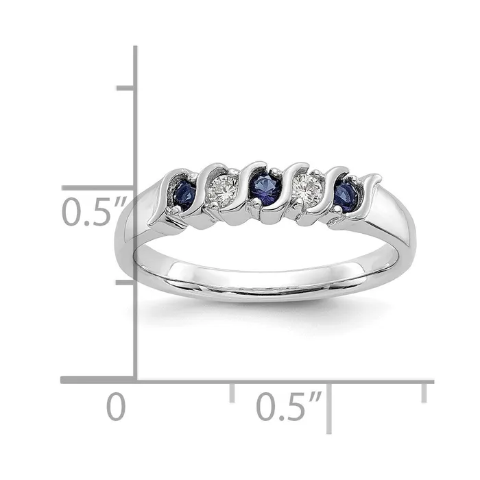 Rings Solid 14k White Gold Simulated CZ wSimulated Sapphire Band Goldia