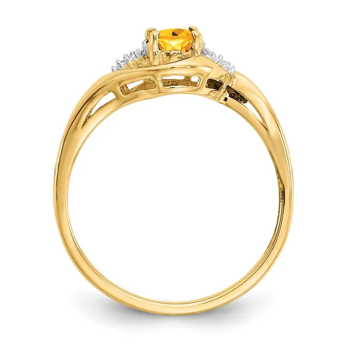 Rings Solid 14k Yellow Gold Simulated Citrine and CZ Ring Goldia