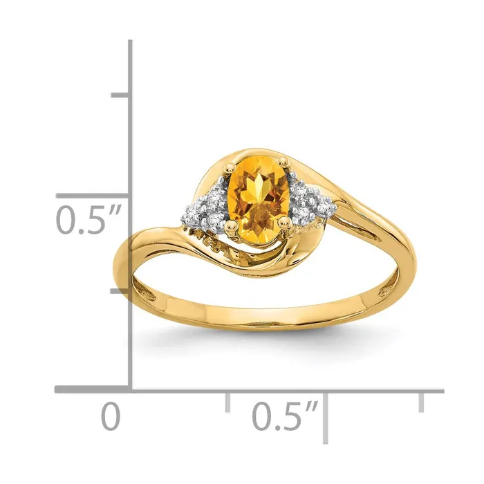 Rings Solid 14k Yellow Gold Simulated Citrine and CZ Ring Goldia