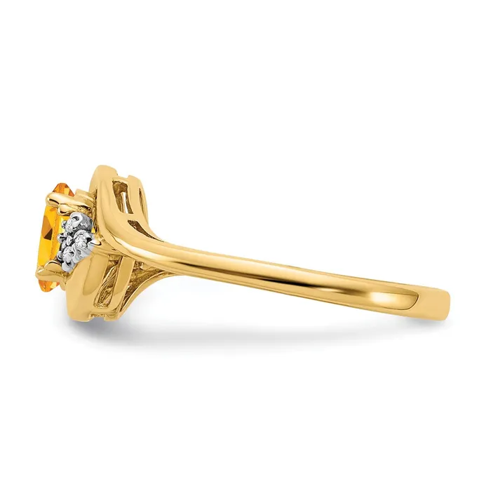 Rings Solid 14k Yellow Gold Simulated Citrine and CZ Ring Goldia