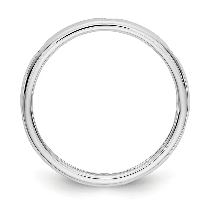 Rings Solid Real 14k White Gold 110CT Polished Bezel Set CZ Eternity Wedding Band Ring Goldia