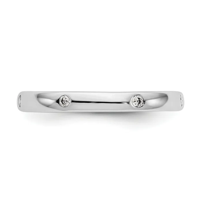 Rings Solid Real 14k White Gold 110CT Polished Bezel Set CZ Eternity Wedding Band Ring Goldia
