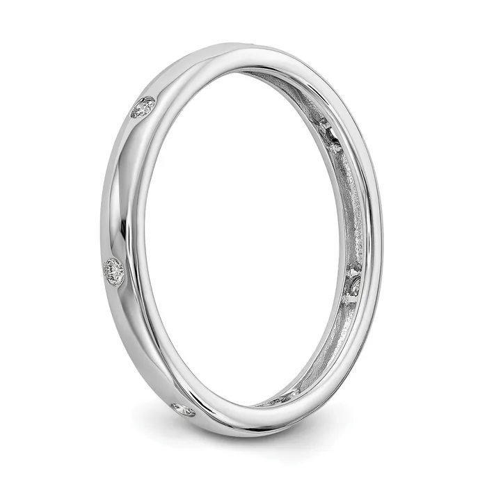 Rings Solid Real 14k White Gold 110CT Polished Bezel Set CZ Eternity Wedding Band Ring Goldia