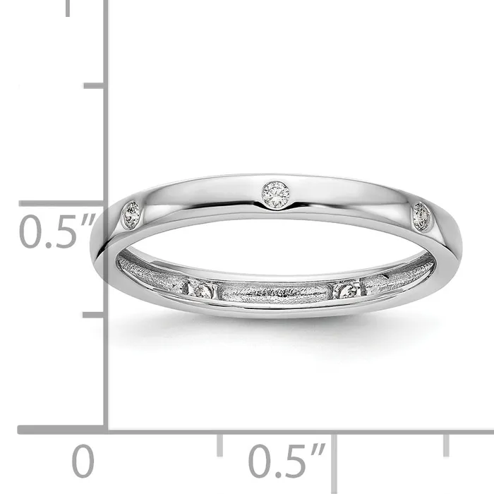 Rings Solid Real 14k White Gold 110CT Polished Bezel Set CZ Eternity Wedding Band Ring Goldia
