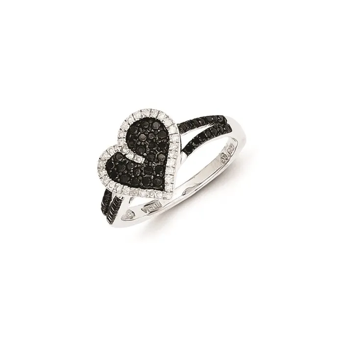 Rings Sterling Silver Rhodium Plated Black u0026 White Diamond Heart Ring Goldia Rings Sterling Silver Rhodium Plated Black u0026 White Diamond Heart Ring Goldia