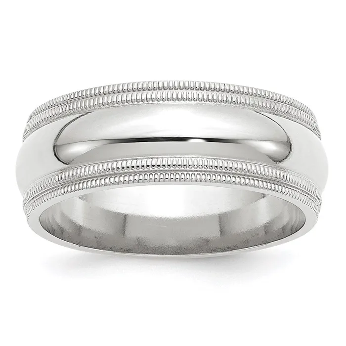 Solid 10K White Gold 8mm Double Milgrain Comfort Fit MensWomens Wedding Band Ring Size 9 Goldia Rings Solid 10K White Gold 8mm Double Milgrain Comfort Fit MensWomens Wedding Band Ring Size 9 Goldia Rings