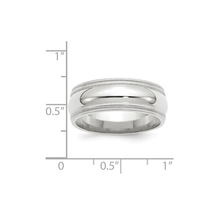 Solid 10K White Gold 8mm Double Milgrain Comfort Fit MensWomens Wedding Band Ring Size 9 Goldia Rings Solid 10K White Gold 8mm Double Milgrain Comfort Fit MensWomens Wedding Band Ring Size 9 Goldia Rings
